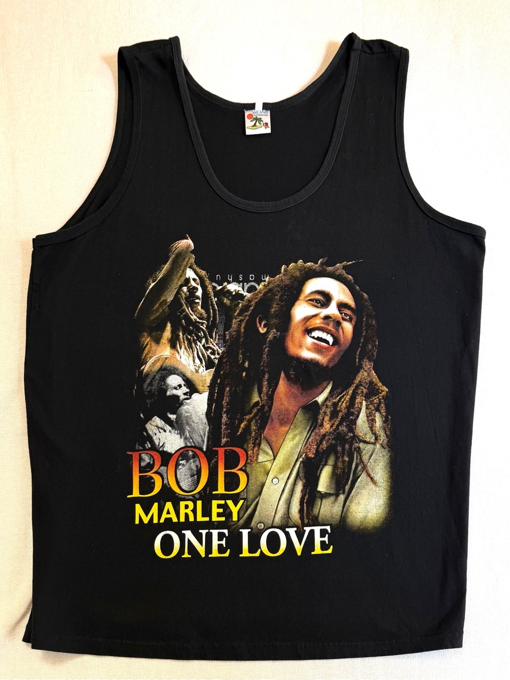 Black Bob Marley 'One Love' Graphic Tank Top